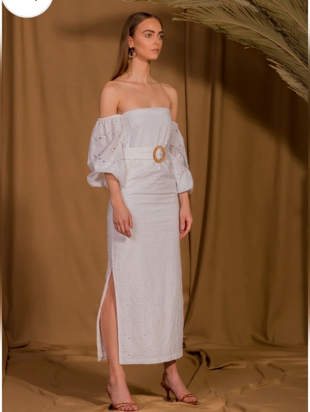 SAÏNT MOJAVÏ Jaipur Off the Shoulder Eyelet Dress From Cartagena Collection NWT